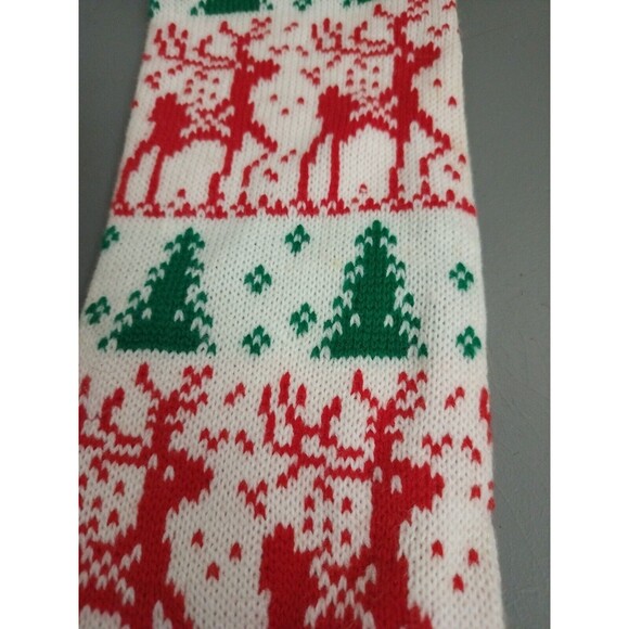 Knit Christmas Reindeer And Christmas Tree Stocking 24” Long Fireplace - Picture 6 of 8